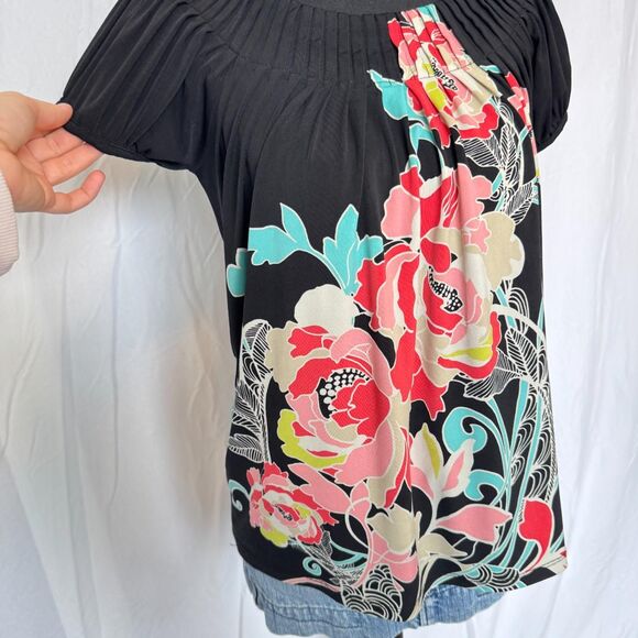 Vintage Style & Co Top \ Y2K 2000s Retro Floral Off-The-Shoulder Blouse - Picture 6 of 8